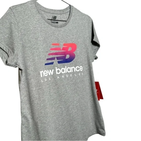 𝙁𝙍𝙀𝙀 🅽🅴🆆 New Balance Los Angeles 100% cotton pink/purple logo gray tee, L - Picture 8 of 10